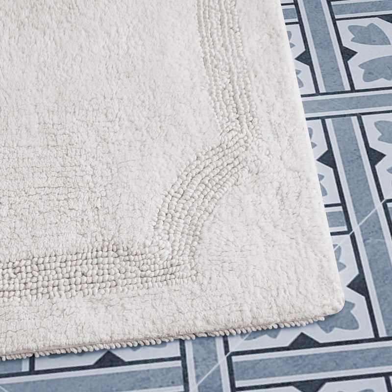 Laura Ashley - Reversible Cotton Bath Mat, Premium Bathroom DÃ©cor, Machine Washable Bathroom Rug, Highly Absorbent, 17"x24"/20"x32" 2-Piece Set, Ivory - Image 4